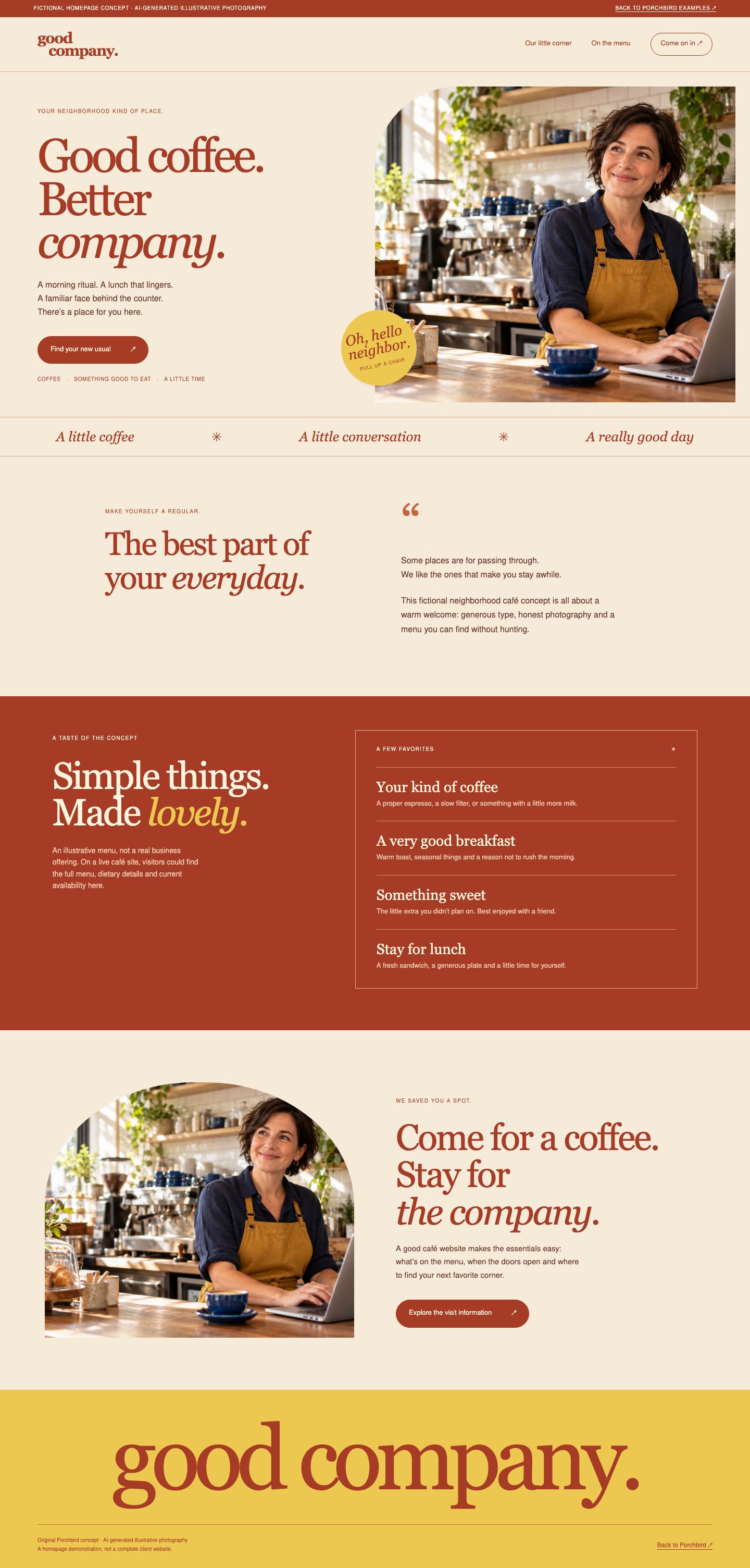 Full-page preview of the fictional Good Company website concept